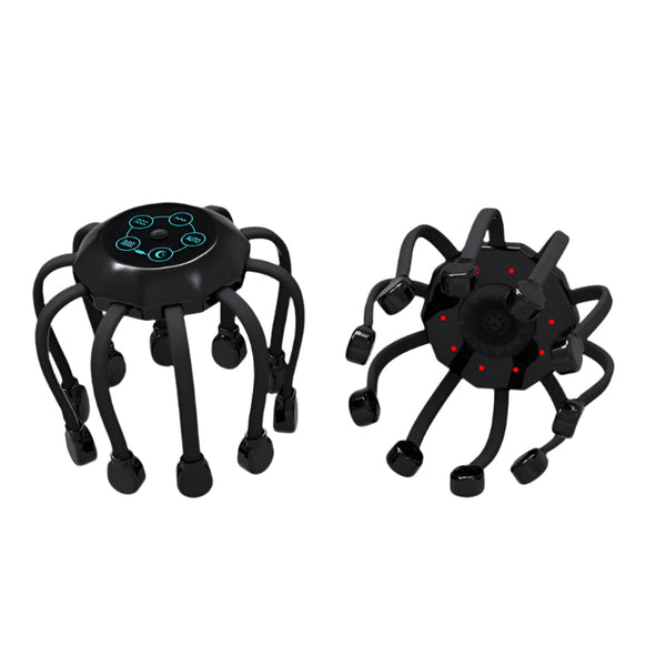 Black Upgraded Model [5 Modes + Vibration Timing Red Light] Multifunctional Electric Head Massager With 14 Nodes Scalp Stress Relief Massagers