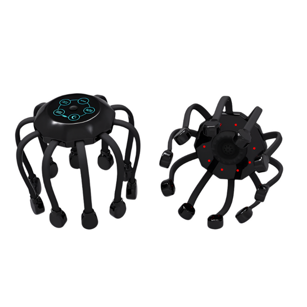 Elosung Black Deluxe Model [5 Modes + Vibration Timing Red Light Voice Music App Bluetooth] Multifunctional Electric Head Massager With 14 Nodes Scalp