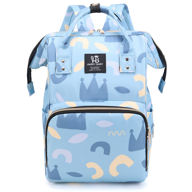 Elosung Large Capacity Multi Functional Little One Diaper Backpack Stylish Travel Friendly Mummy Bag Crown Blue Nappy Bags