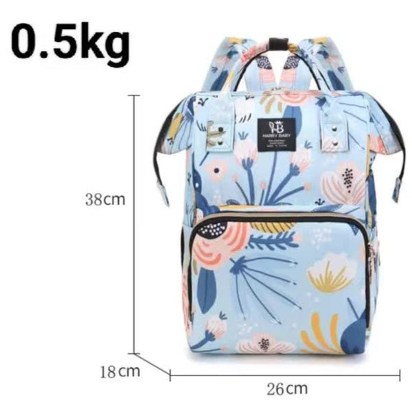 Elosung Large Capacity Multi Functional Little One Diaper Backpack Stylish Travel Friendly Mummy Bag Floral Blue Nappy Bags