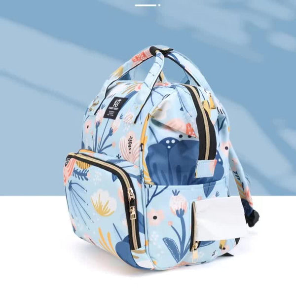 Elosung Large Capacity Multi Functional Little One Diaper Backpack Stylish Travel Friendly Mummy Bag Floral Blue Nappy Bags