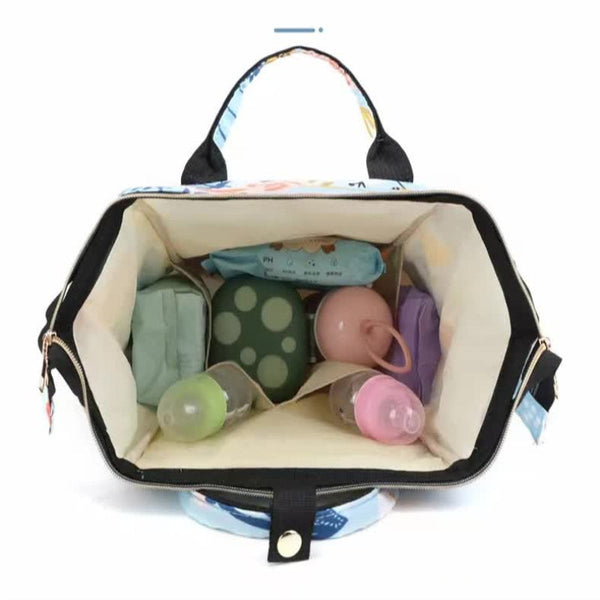 Elosung Large Capacity Multi Functional Little One Diaper Backpack Stylish Travel Friendly Mummy Bag Floral Blue Nappy Bags