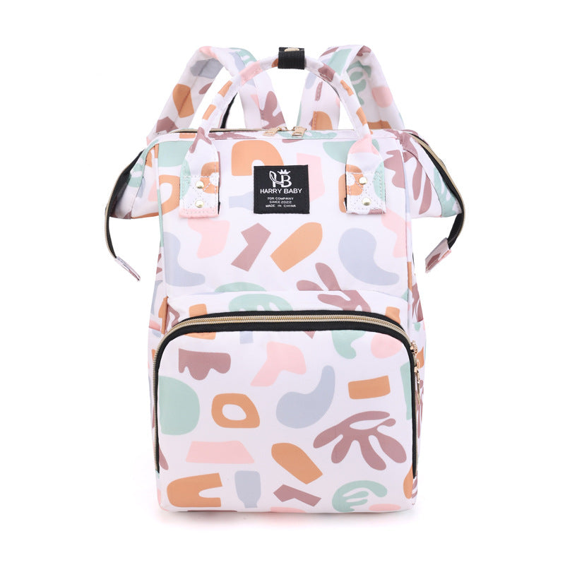 Elosung Large Capacity Multi Functional Little One Diaper Backpack Stylish Travel Friendly Mummy Bag Geometric Orange Nappy Bags