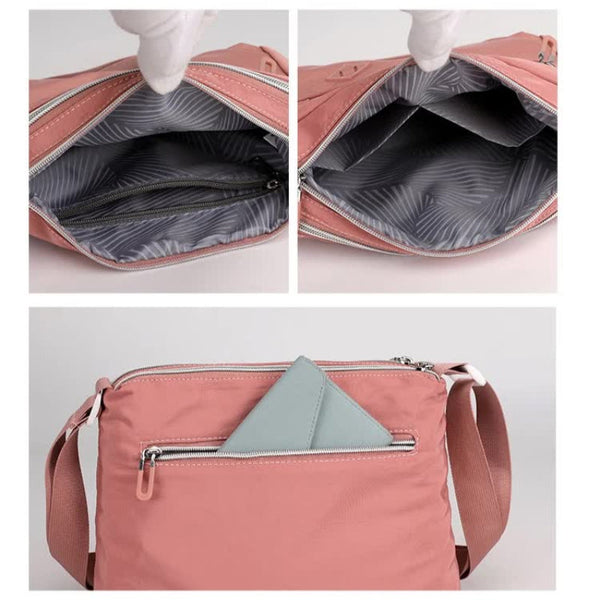 Elosung Lightweight Nylon Crossbody Shoulder Bag Pink Adjustable Strap Multi Pocket Design Women's Bags & Handbags