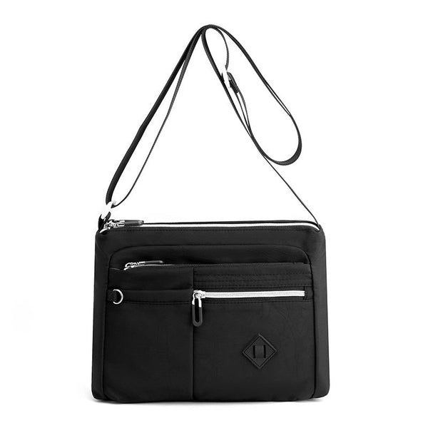Elosung Lightweight Nylon Crossbody Shoulder Bag Black Adjustable Strap Multi Pocket Design Women's Bags & Handbags