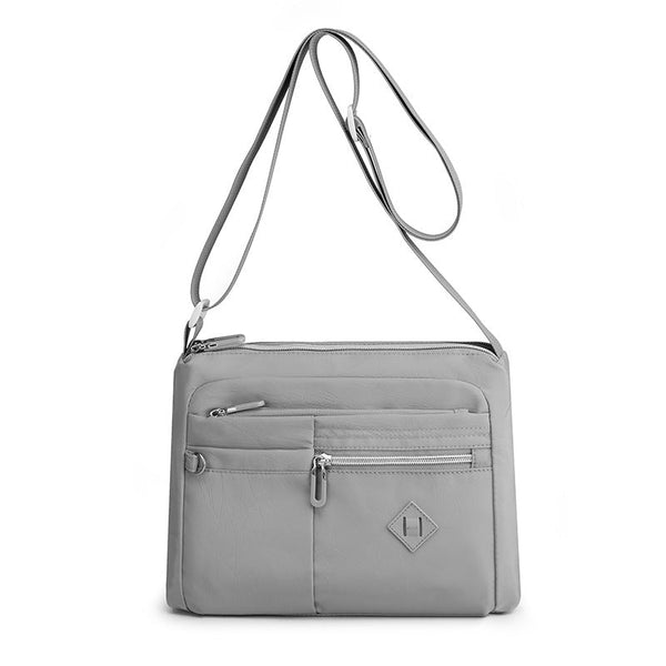 Elosung Lightweight Nylon Crossbody Shoulder Bag Gray Adjustable Strap Multi Pocket Design Women's Bags & Handbags