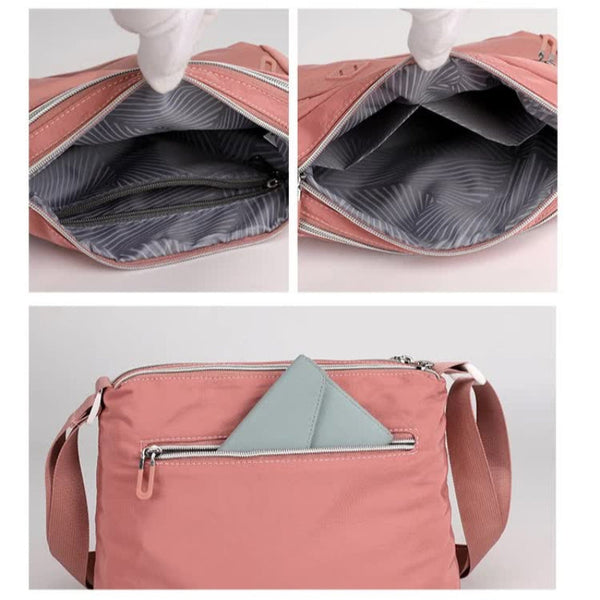 Elosung Lightweight Nylon Crossbody Shoulder Bag Gray Adjustable Strap Multi Pocket Design Women's Bags & Handbags