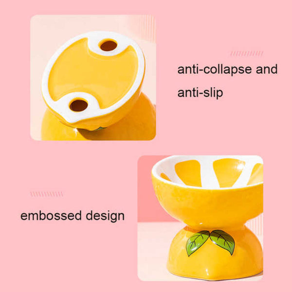 Elosung Ceramic Elevated Pet Food Bowl Cute Watermelon Pattern Design For Cats And Small Dogs Dog Bowls