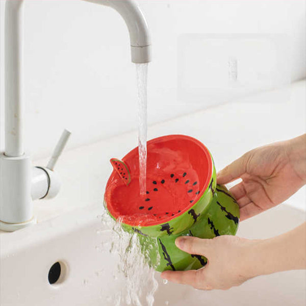 Elosung Ceramic Elevated Pet Food Bowl Cute Watermelon Pattern Design For Cats And Small Dogs Dog Bowls