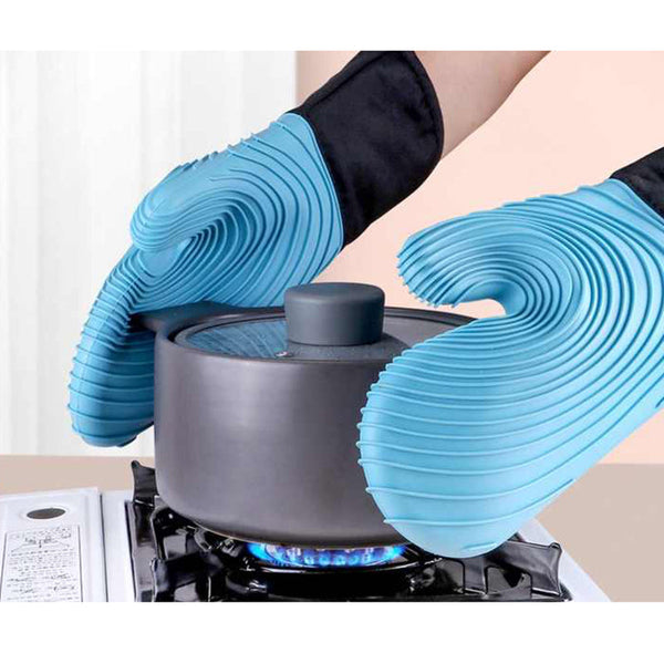 Elosung Black Spiral Pattern Silicone Oven Mitts Heat Resistant And Non Slip Design (1 Pair/2 Pcs) Oven Mitts & Potholders