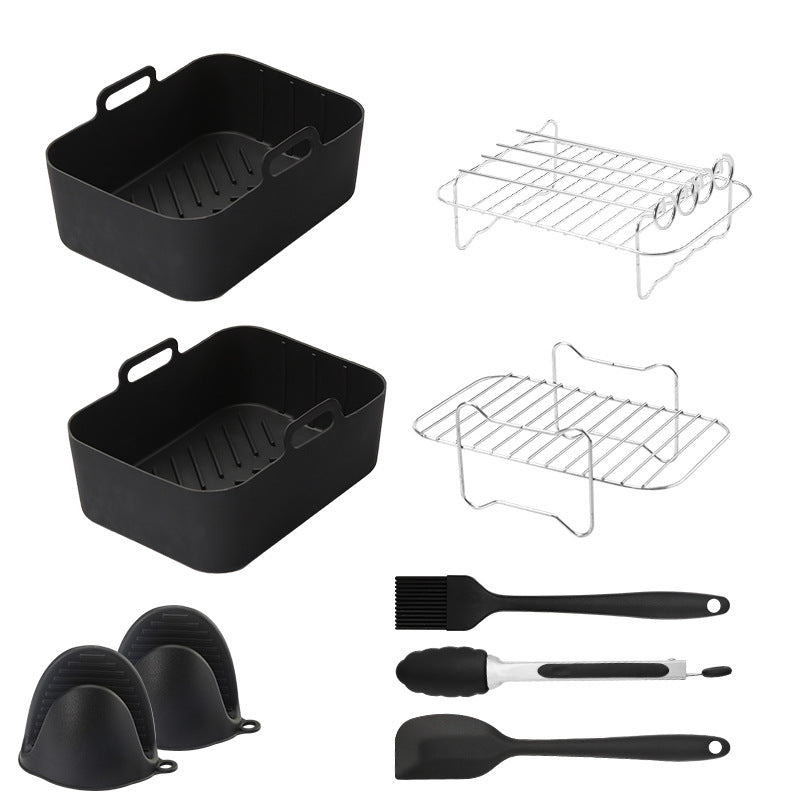 Elosung 9 Piece Air Fryer Accessories Set Silicone Liners Grill Racks Cooking Tools Air Fryers