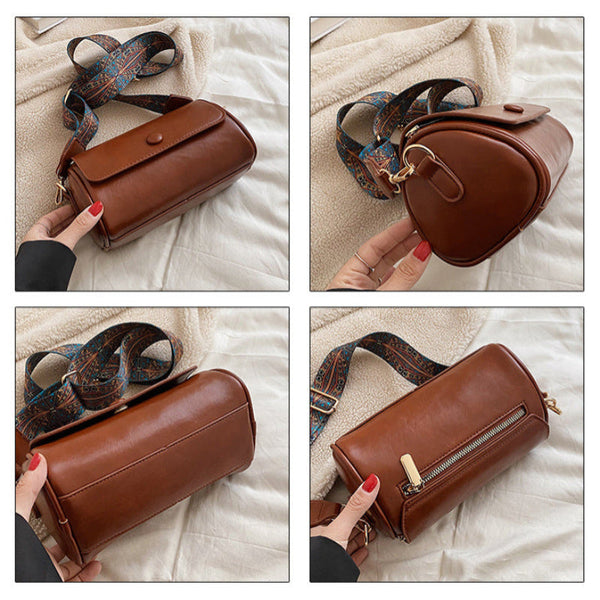 Coffee Pu Leather Shoulder Bag With Strap Compact Stylish Women's Bags & Handbags