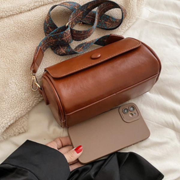 Coffee Pu Leather Shoulder Bag With Strap Compact Stylish Women's Bags & Handbags