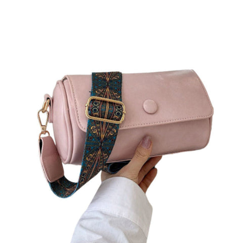 Elosung Pink Pu Leather Shoulder Bag With Strap Compact Stylish Women's Bags & Handbags