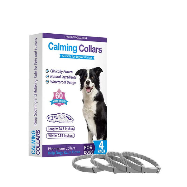 Elosung Gray Calming Collars For Dogs Natural Stress Relief Adjustable 4 Pack Dog Collars