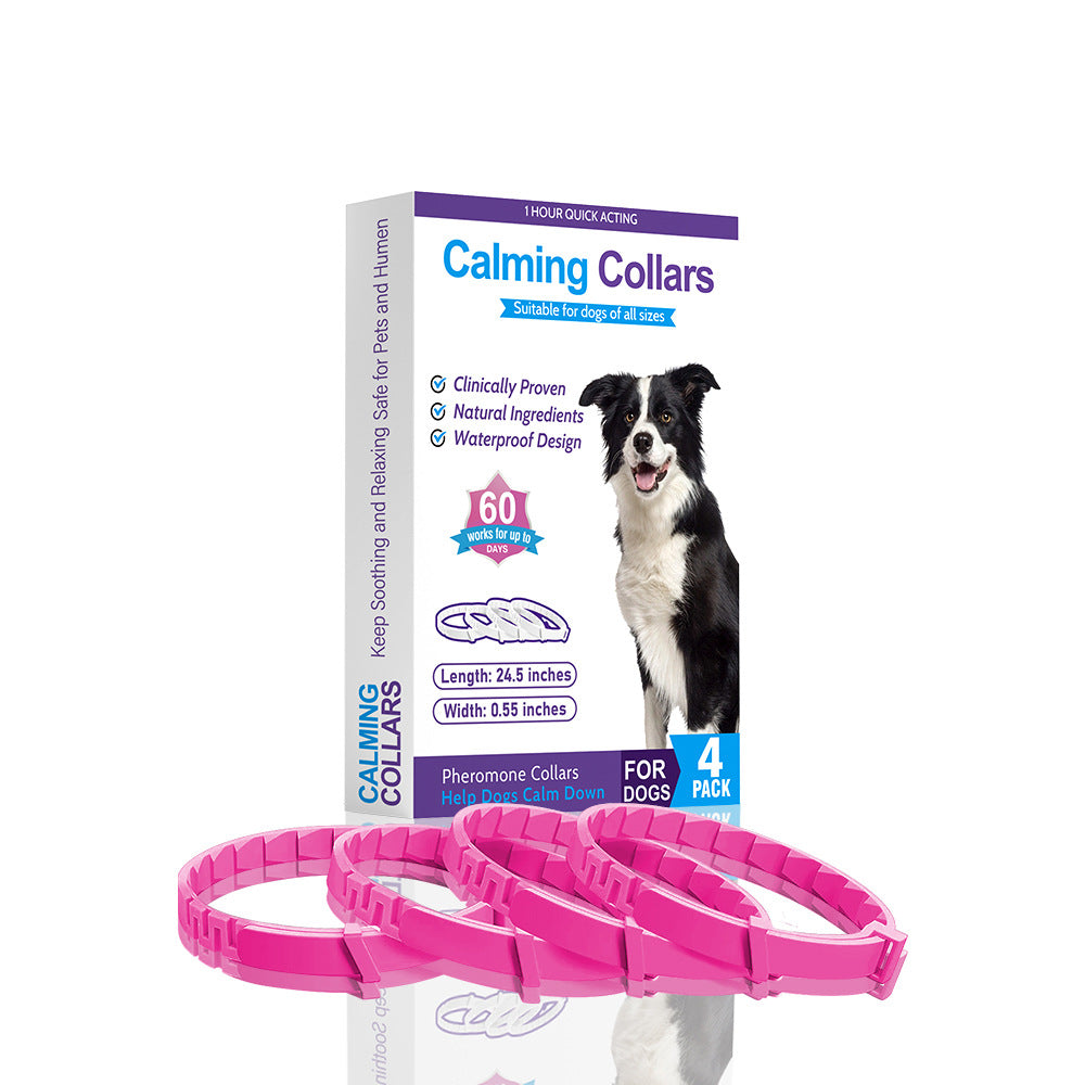 Elosung Pink Calming Collars For Dogs Natural Stress Relief 4 Pack Dog Collars