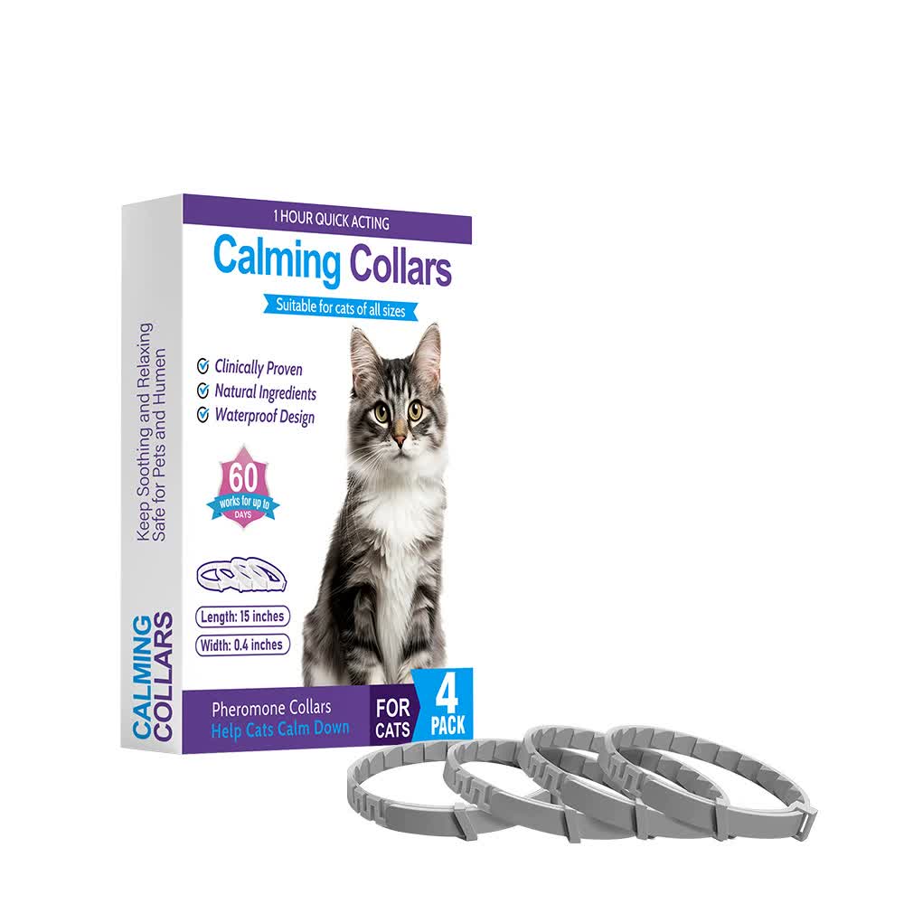 Gray Calming Collars For Cats Natural Anxiety Relief 4 Pack Dog Collars
