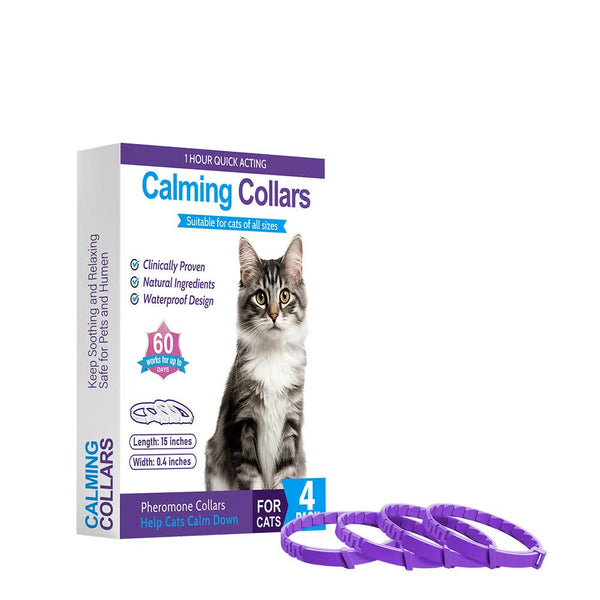Elosung Purple Calming Collars For Cats Natural Anxiety Relief 4 Pack Dog Collars