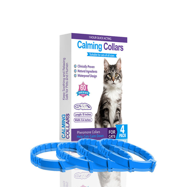 Elosung Blue Calming Collars For Cats Natural Anxiety Relief 4 Pack Dog Collars