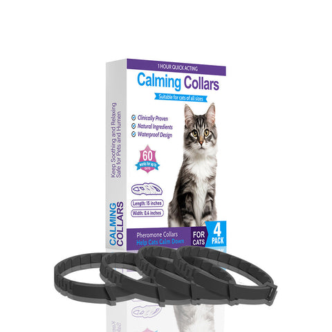 Elosung Black Calming Collars For Cats Natural Anxiety Relief 4 Pack Dog Collars