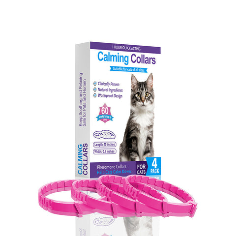 Elosung Pink Calming Collars For Cats Natural Anxiety Relief 4 Pack Dog Collars