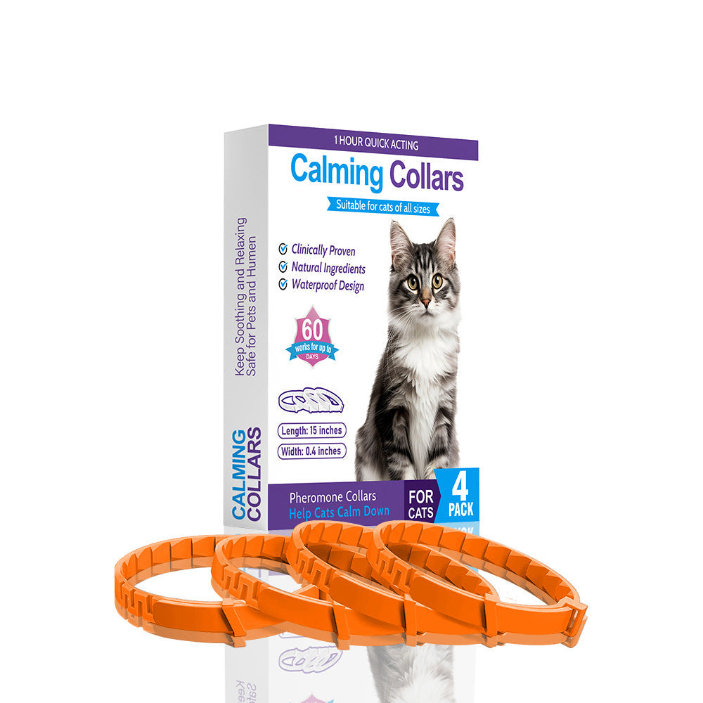Elosung Oange Calming Collars For Cats Natural Anxiety Relief 4 Pack Dog Collars