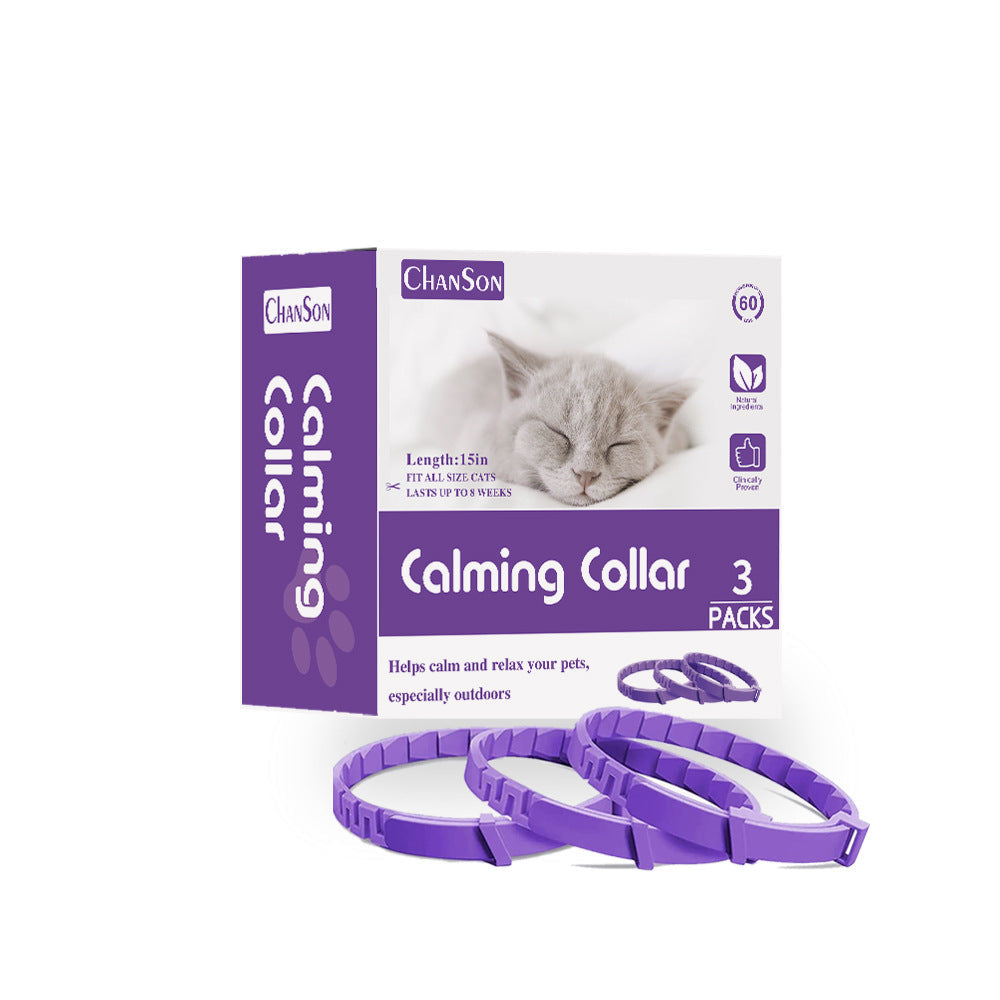 Elosung Purple Calming Collars For Cats Natural Anxiety Relief 3 Pack (2 Set/6Pcs) Dog Collars