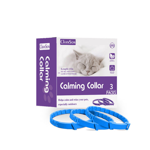 Elosung Blue Calming Collars For Cats Natural Anxiety Relief 3 Pack (2 Set/6Pcs) Dog Collars