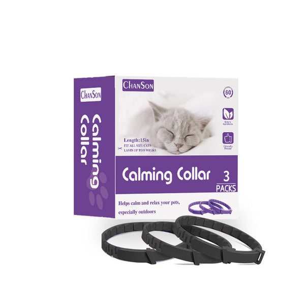 Elosung Black Calming Collars For Cats Natural Anxiety Relief 3 Pack (2 Set/6Pcs) Dog Collars