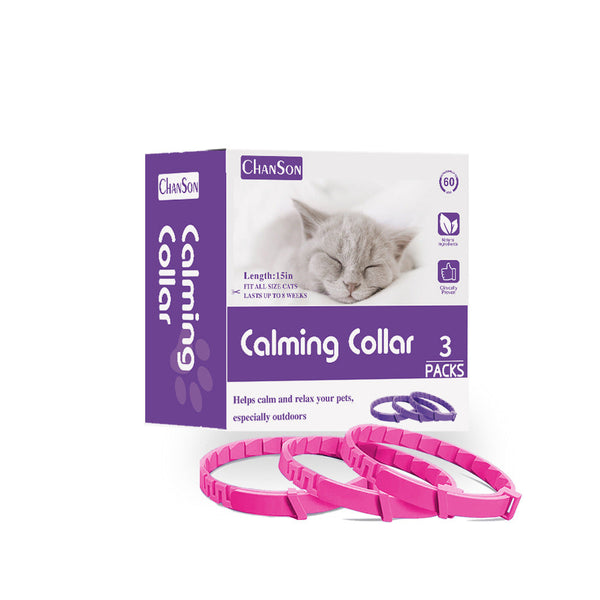 Elosung Pink Calming Collars For Cats Natural Anxiety Relief 3 Pack (2 Set/6Pcs) Dog Collars
