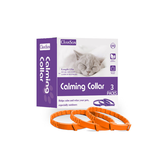 Elosung Oange Calming Collars For Cats Natural Anxiety Relief 3 Pack (2 Set/6Pcs) Dog Collars