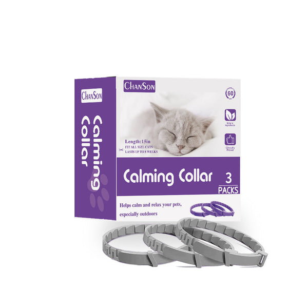 Chanson Gray Calming Collars For Cats Natural Anxiety Relief 3 Pack (2 Set/6Pcs) Dog Collars