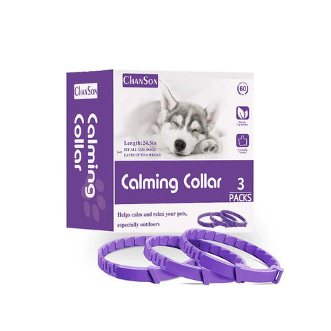 Elosung Purple Calming Collars For Dogs Natural Stress Relief 3 Pack (2 Set/6Pcs) Dog Collars