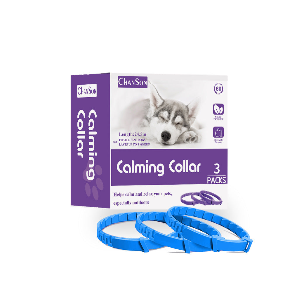 Elosung Blue Calming Collars For Dogs Natural Stress Relief 3 Pack (2 Set/6Pcs) Dog Collars