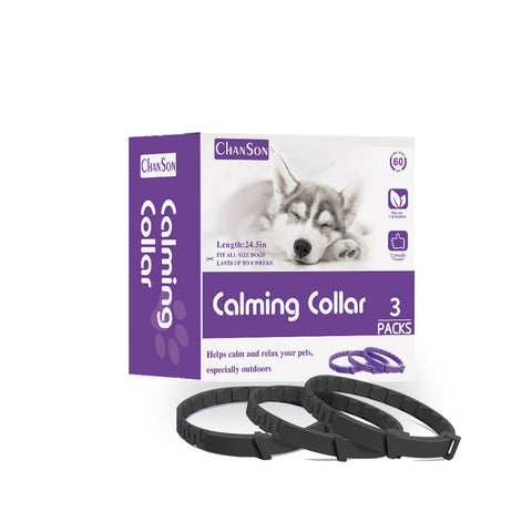 Elosung Black Calming Collars For Dogs Natural Stress Relief 3 Pack (2 Set/6Pcs) Dog Collars