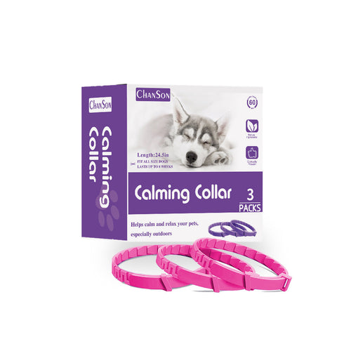 Elosung Pink Calming Collars For Dogs Natural Stress Relief 3 Pack (2 Set/6Pcs) Dog Collars