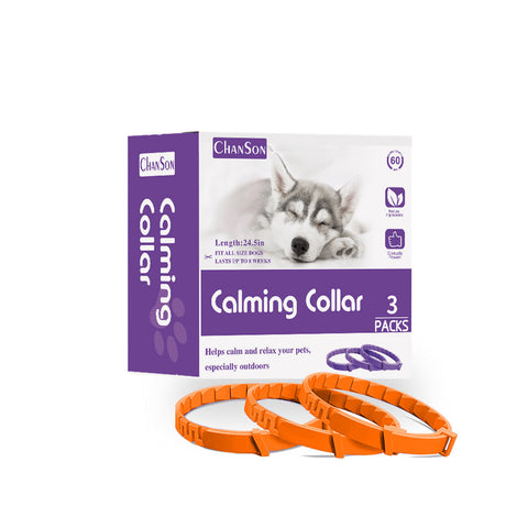 Elosung Orange Calming Collars For Dogs Natural Stress Relief 3 Pack (2 Set/6Pcs) Dog Collars