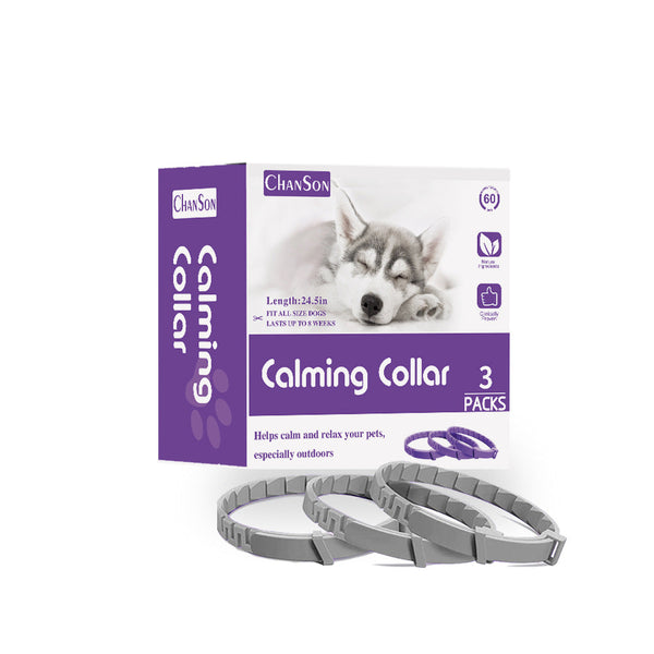 Gray Calming Collars For Dogs Natural Stress Relief 3 Pack (2 Set/6Pcs) Dog Collars