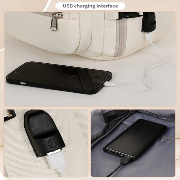 Elosung Gray Capacity Travel Backpack With Usb Charging Port Backpacks