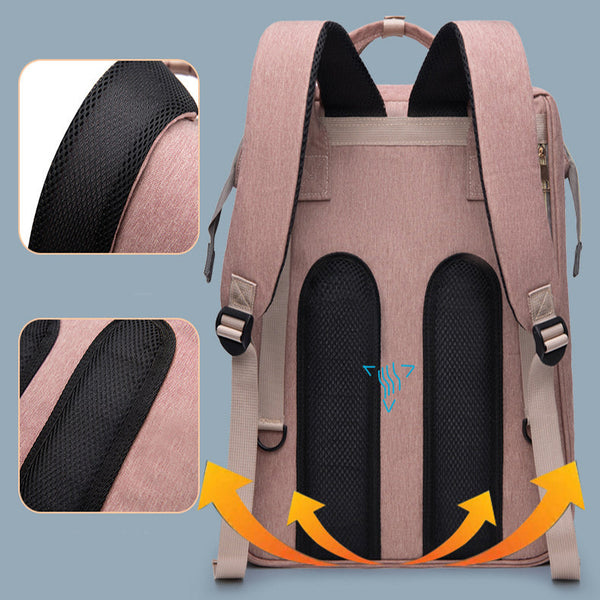 Elosung Multifunctional Diaper Backpack With Mosquito Net Insulated Pockets Gray Nappy Bags