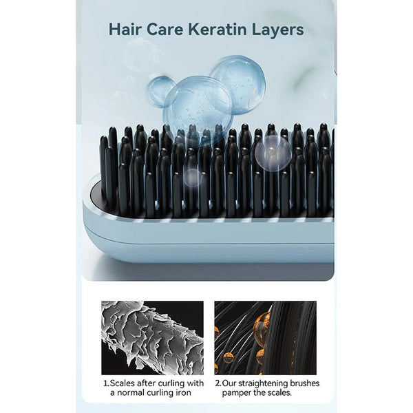 Elosung Cordless Hair Straightener Brush With Adjustable Temperature Black Straightening & Curling Irons