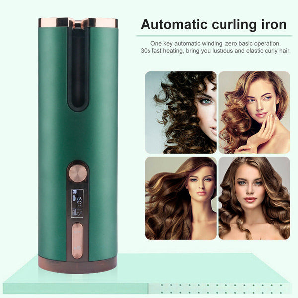 Elosung Cordless Automatic Hair Curler With Adjustable Temperature Green Straightening & Curling Irons
