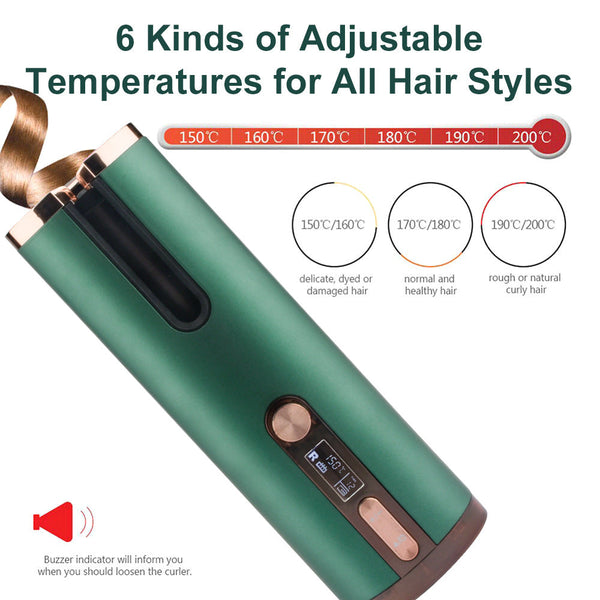 Elosung Cordless Automatic Hair Curler With Adjustable Temperature Black Straightening & Curling Irons