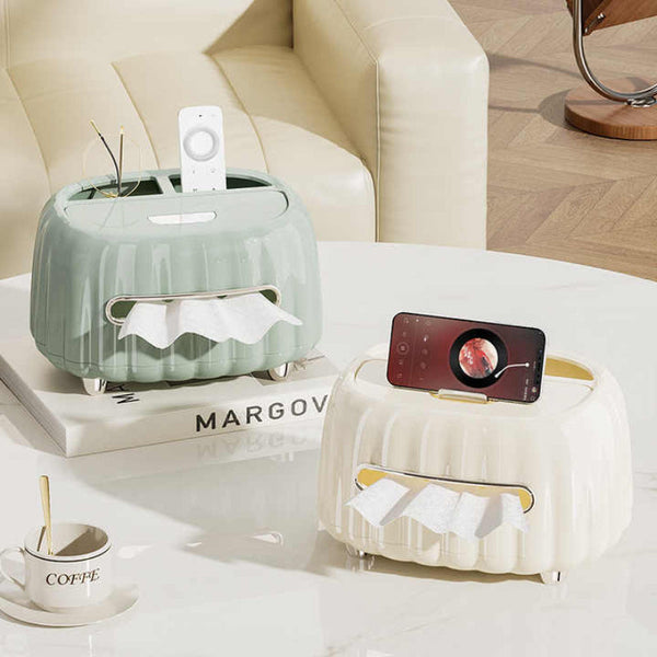 Elosung Multi Functional Tissue Box Organizer With Storage Compartments Green Tissue Box Covers