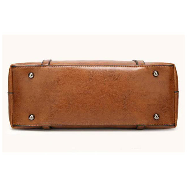 Elosung Elegant Pu Leather Tote Bag With Detachable Strap Wine Red Women's Bags & Handbags