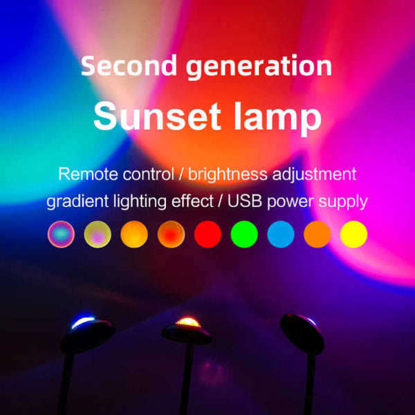 Elosung Ufo Rgb Sunset Projection Lamp With 16 Colors Remote Control Black Lamps