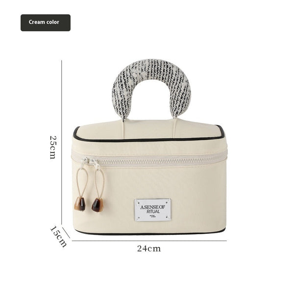 Elosung Waterproof Cosmetic Bag With Handle Cream White Makeup Bags & Cases