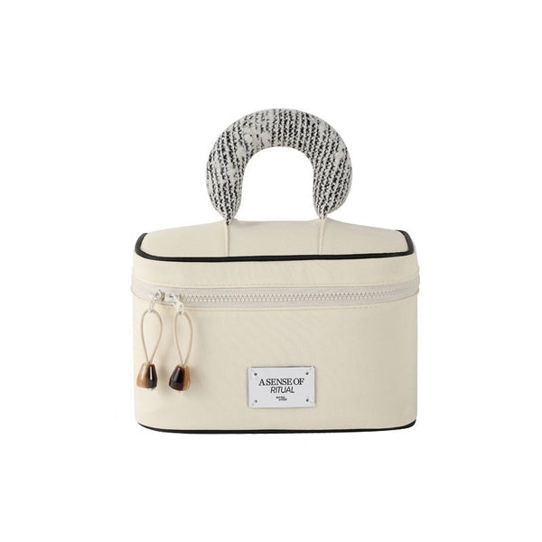 Elosung Waterproof Cosmetic Bag With Handle Cream White Makeup Bags & Cases