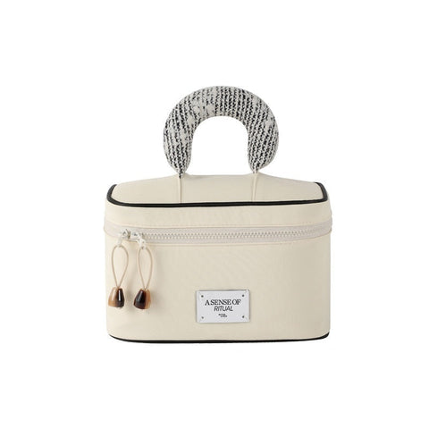 Elosung Waterproof Cosmetic Bag With Handle Cream White Makeup Bags & Cases