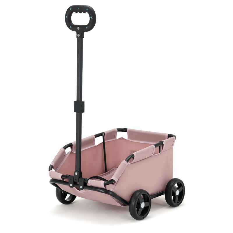 Elosung Pink Foldable Pet Travel Wagon For Small Dogs Lightweight And Portable Pet Transport
